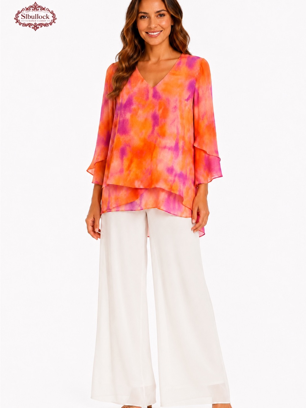 O9 BEAUTIFUL by Lawrence Zarian Size Small Abstract Watercolor High Low Blouse